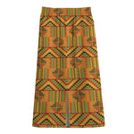 Bonwire Kente Pattern Print Cotton Front Slit Maxi Skirt