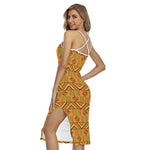 Bonwire Kente Pattern Print Cross Back Cami Dress