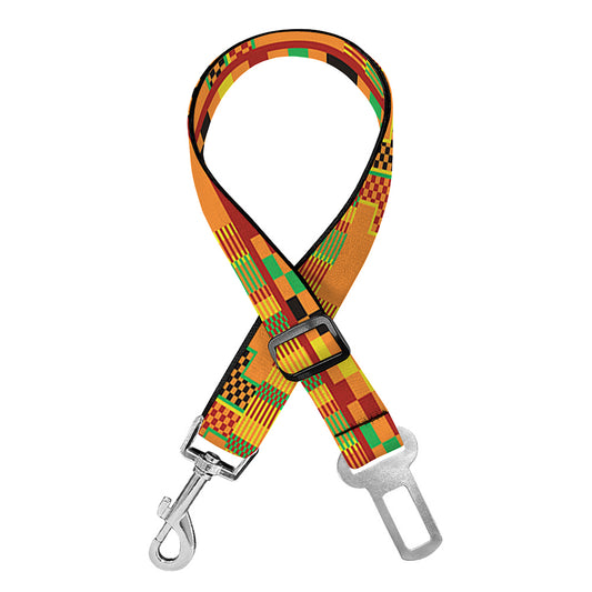 Bonwire Kente Pattern Print Dog Seat Belt