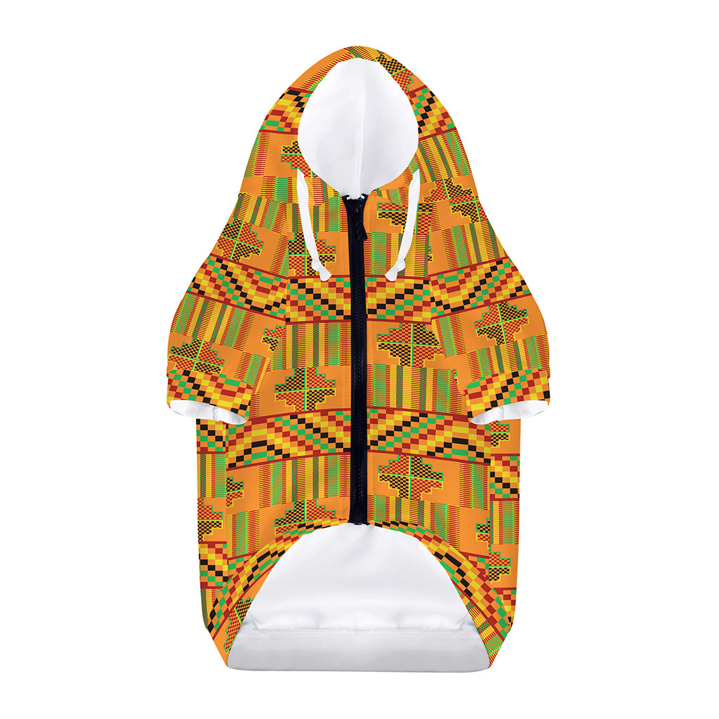 Bonwire Kente Pattern Print Dog Zip Up Hoodie