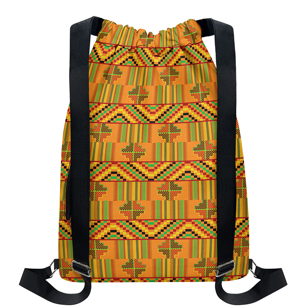 Bonwire Kente Pattern Print Drawstring Backpack