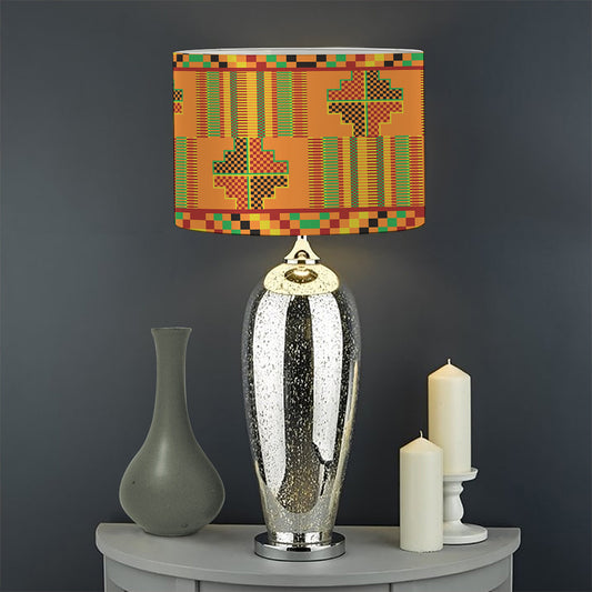 Bonwire Kente Pattern Print Drum Lamp Shade
