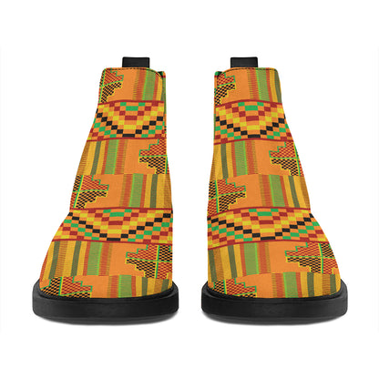 Bonwire Kente Pattern Print Flat Ankle Boots