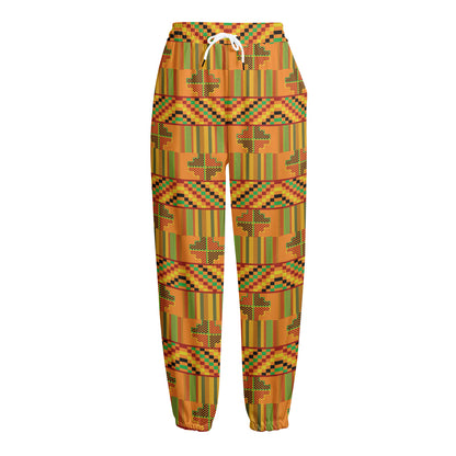Bonwire Kente Pattern Print Fleece Lined Knit Pants
