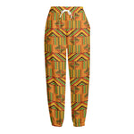 Bonwire Kente Pattern Print Fleece Lined Knit Pants