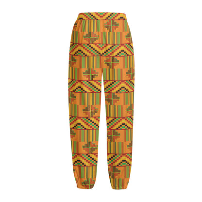 Bonwire Kente Pattern Print Fleece Lined Knit Pants