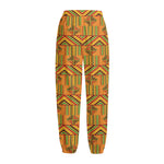 Bonwire Kente Pattern Print Fleece Lined Knit Pants