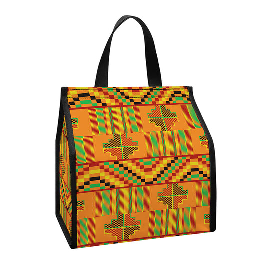 Bonwire Kente Pattern Print Insulated Lunch Tote