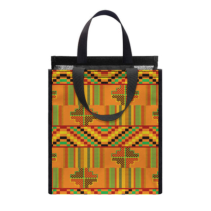 Bonwire Kente Pattern Print Insulated Lunch Tote