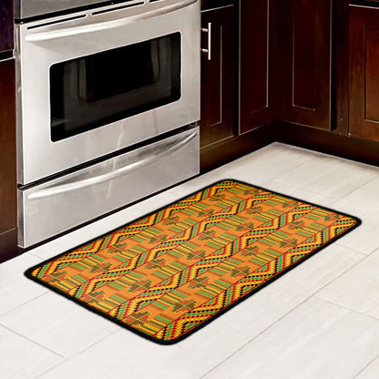 Bonwire Kente Pattern Print Kitchen Mat
