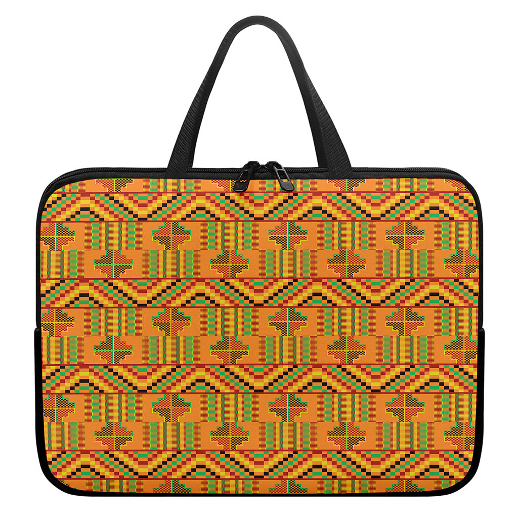 Bonwire Kente Pattern Print Laptop Sleeve With Handle