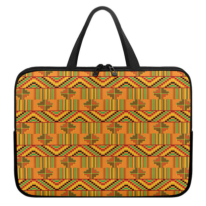 Bonwire Kente Pattern Print Laptop Sleeve With Handle