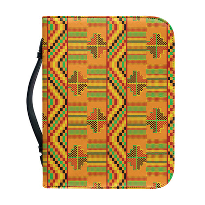 Bonwire Kente Pattern Print Leather Bible Cover