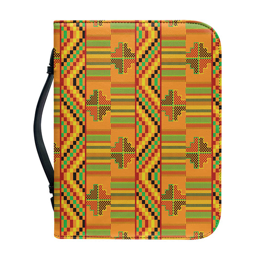 Bonwire Kente Pattern Print Leather Bible Cover