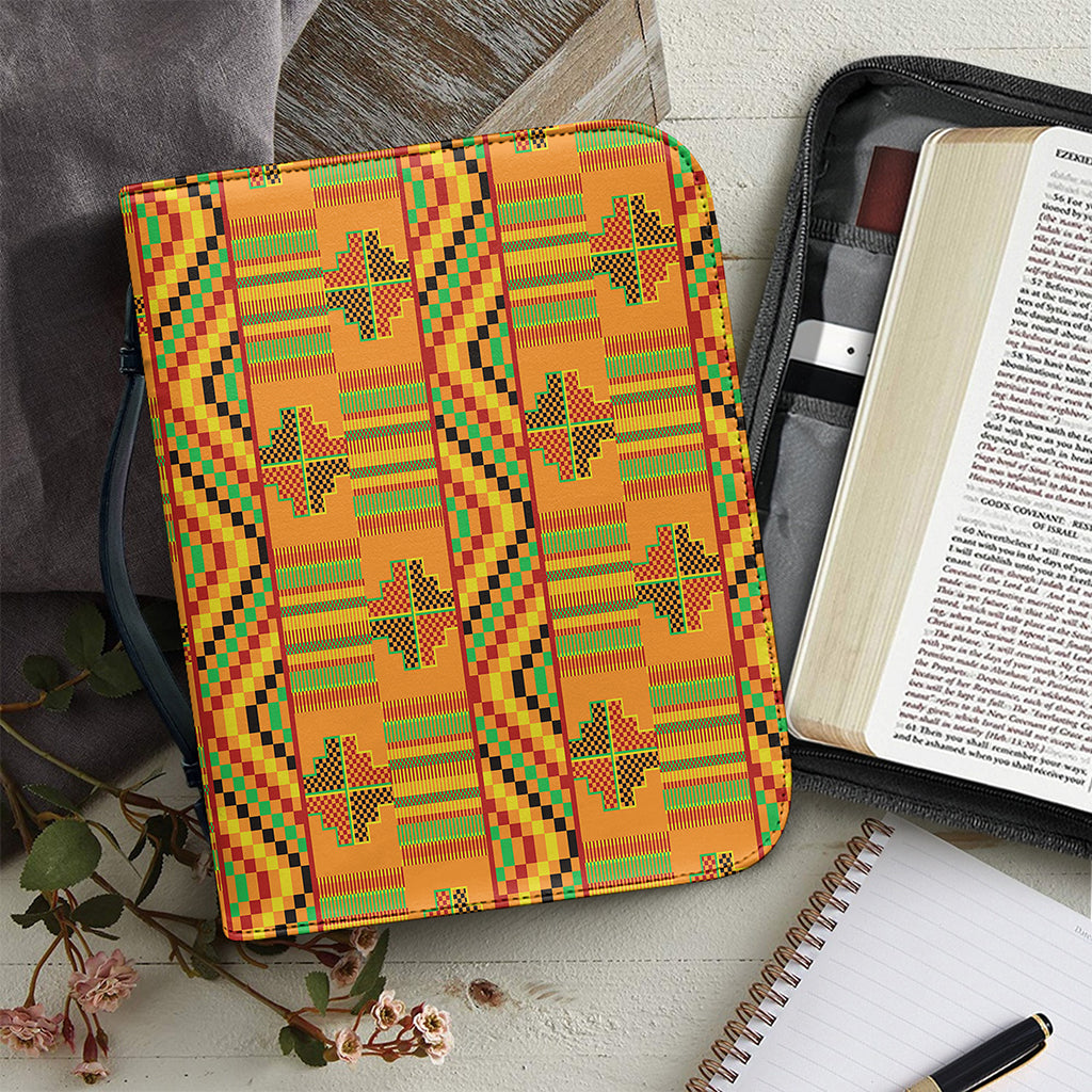 Bonwire Kente Pattern Print Leather Bible Cover
