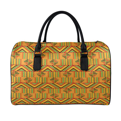 Bonwire Kente Pattern Print Leather Duffle Bag