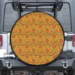 Bonwire Kente Pattern Print Leather Spare Tire Cover