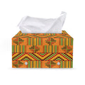 Bonwire Kente Pattern Print Leather Tissue Box Cover