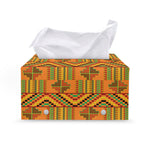 Bonwire Kente Pattern Print Leather Tissue Box Cover
