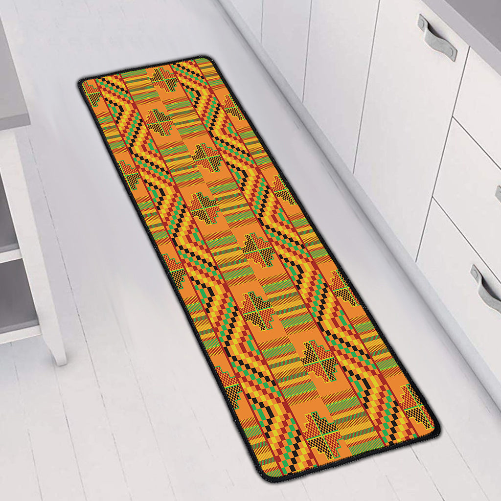 Bonwire Kente Pattern Print Long Kitchen Mat