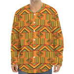 Bonwire Kente Pattern Print Long Sleeve Baseball Jersey