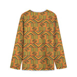 Bonwire Kente Pattern Print Long Sleeve Short Coat