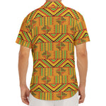 Bonwire Kente Pattern Print Men's Deep V-Neck Shirt