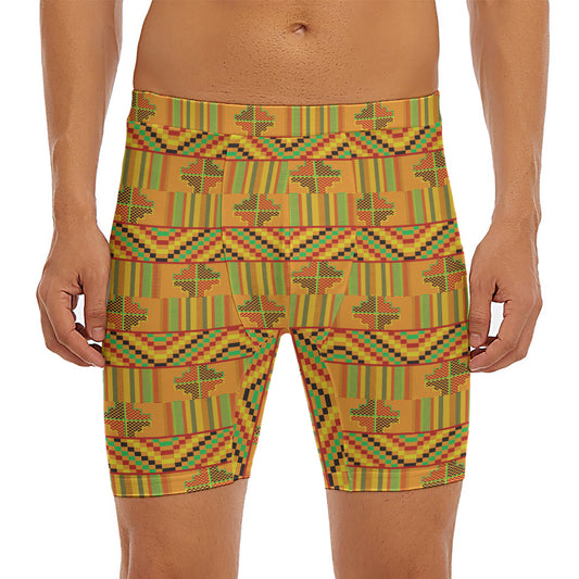 Bonwire Kente Pattern Print Men's Long Boxer Briefs