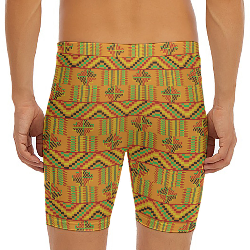 Bonwire Kente Pattern Print Men's Long Boxer Briefs