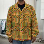 Bonwire Kente Pattern Print Men's Shirt Jacket