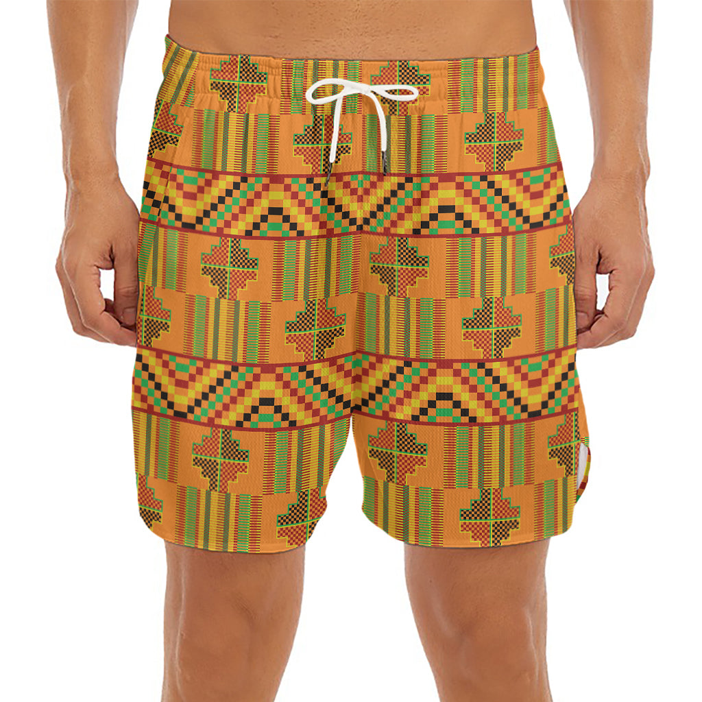 Bonwire Kente Pattern Print Men's Split Running Shorts
