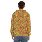 Bonwire Kente Pattern Print Men's Velvet Pullover Hoodie