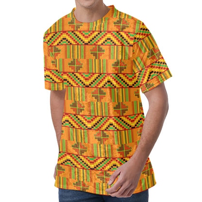 Bonwire Kente Pattern Print Men's Velvet T-Shirt