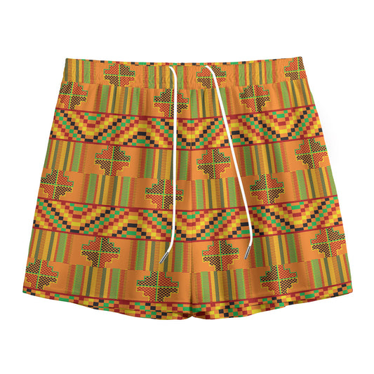 Bonwire Kente Pattern Print Mesh Shorts