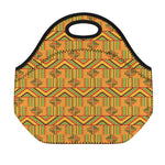 Bonwire Kente Pattern Print Neoprene Lunch Bag