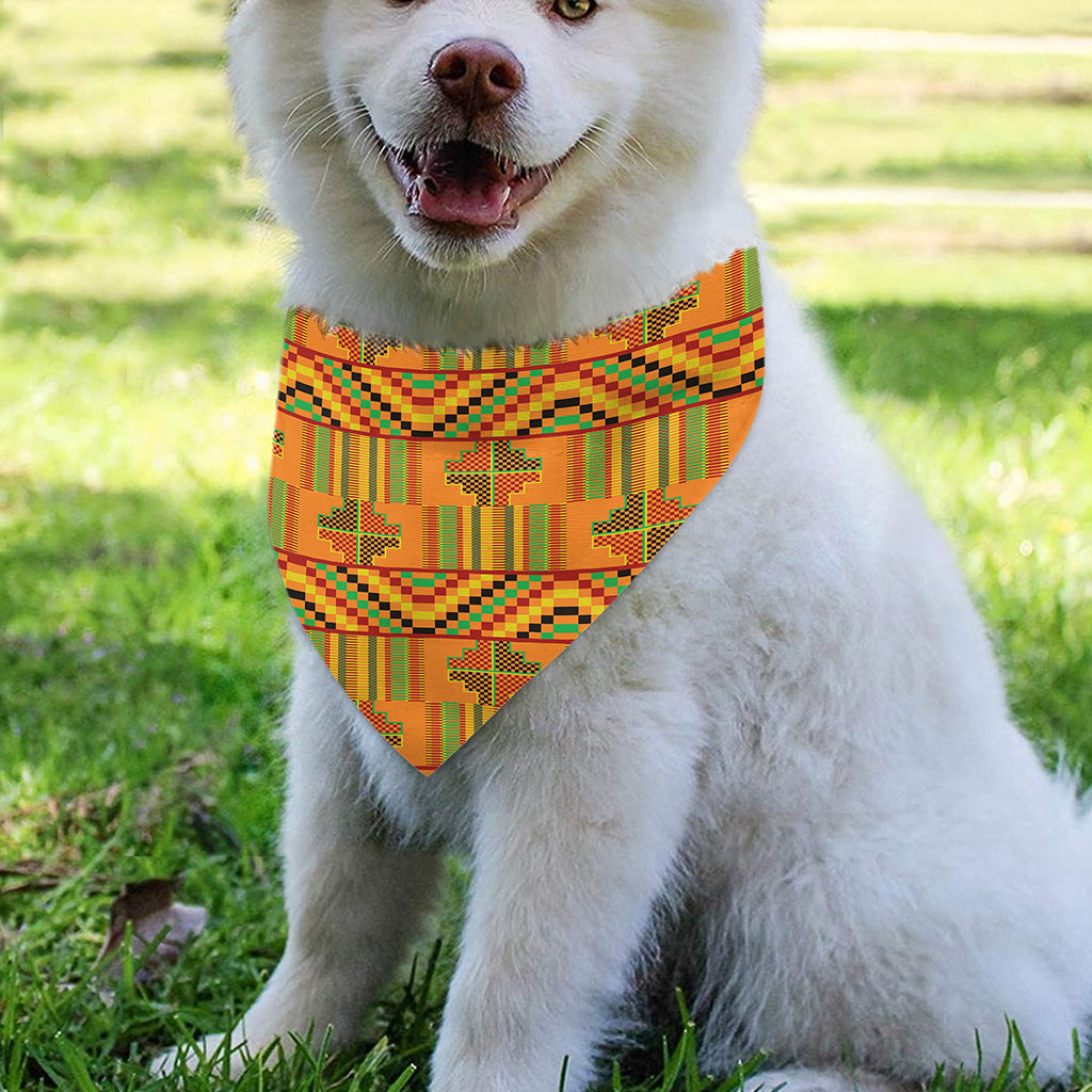 Bonwire Kente Pattern Print Over The Collar Dog Bandana