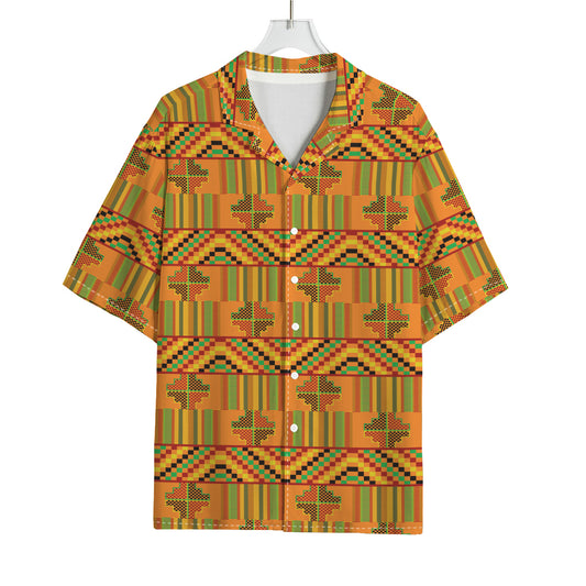 Bonwire Kente Pattern Print Rayon Hawaiian Shirt