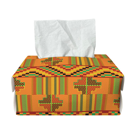 Bonwire Kente Pattern Print Rectangle Tissue Box Cover