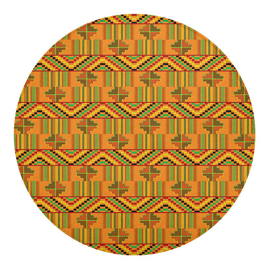 Bonwire Kente Pattern Print Round Blanket