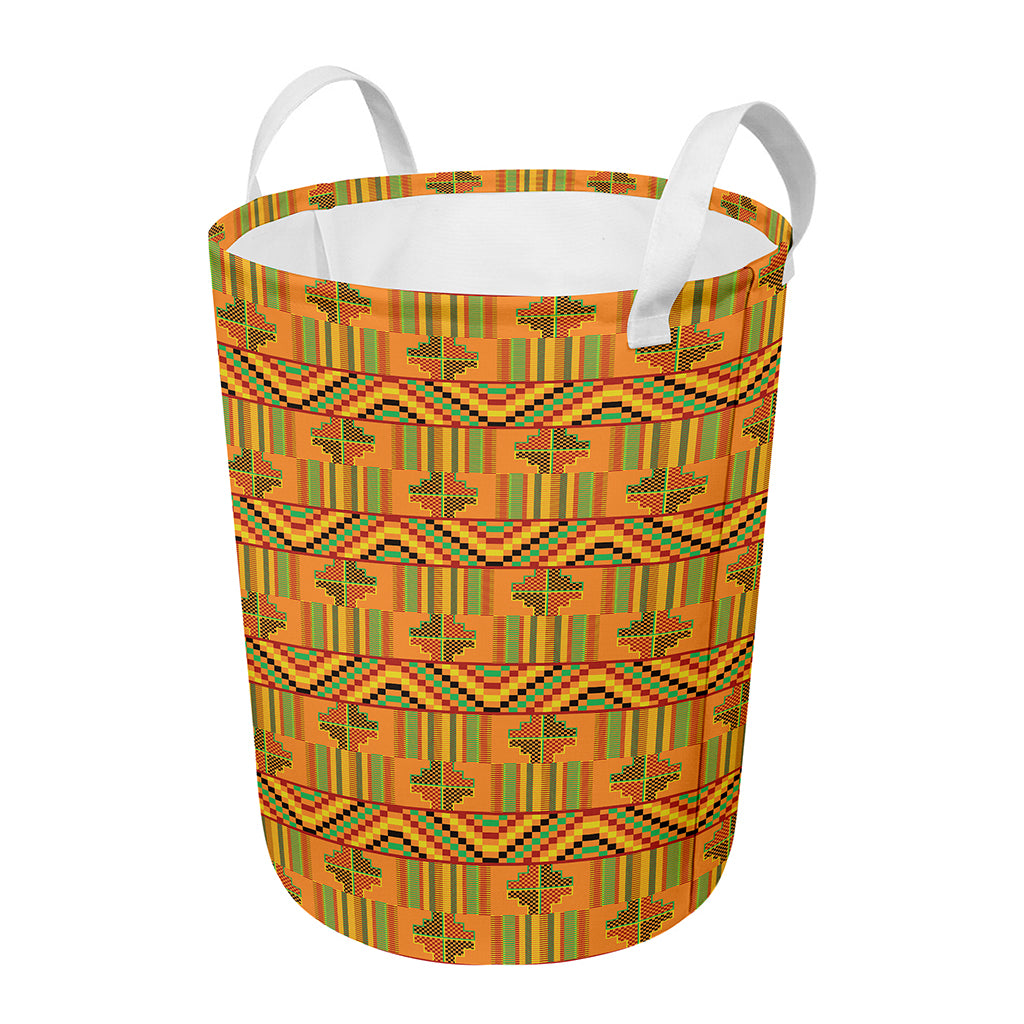 Bonwire Kente Pattern Print Round Laundry Basket