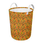 Bonwire Kente Pattern Print Round Laundry Basket