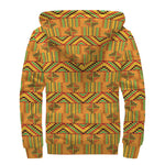 Bonwire Kente Pattern Print Sherpa Lined Zip Up Hoodie