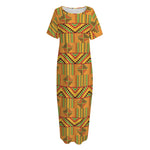 Bonwire Kente Pattern Print Short Sleeve Long Nightdress