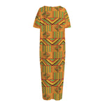 Bonwire Kente Pattern Print Short Sleeve Long Nightdress