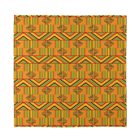Bonwire Kente Pattern Print Silk Bandana