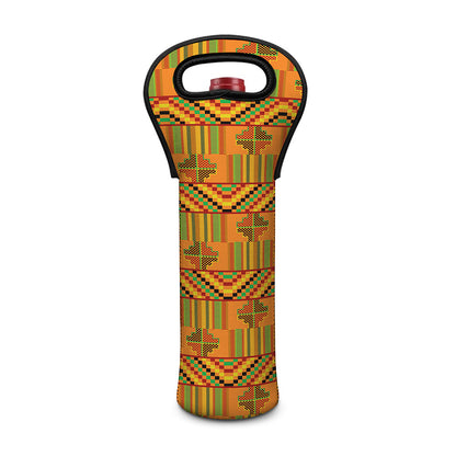 Bonwire Kente Pattern Print Single Neoprene Wine Tote
