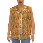 Bonwire Kente Pattern Print Sleeveless Baseball Jersey