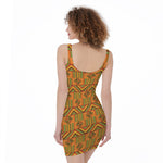 Bonwire Kente Pattern Print Sleeveless Bodycon Dress