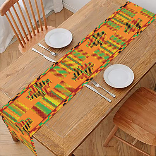 Bonwire Kente Pattern Print Table Runner