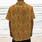 Bonwire Kente Pattern Print Textured Short Sleeve Shirt